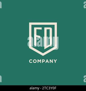 FD initial logo monogram shield geometric shape design vector graphic Stock Vector