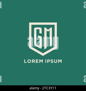 GM initial logo monogram shield geometric shape design vector graphic Stock Vector