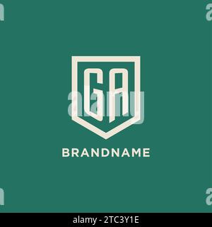GA initial logo monogram shield geometric shape design vector graphic Stock Vector