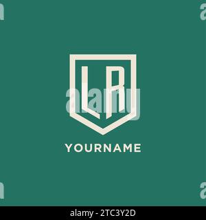 LR initial logo monogram shield geometric shape design vector graphic Stock Vector