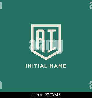 AI initial logo monogram shield geometric shape design vector graphic Stock Vector