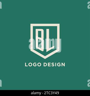 BL initial logo monogram shield geometric shape design vector graphic Stock Vector
