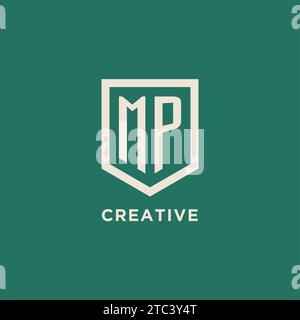 MP initial logo monogram shield geometric shape design vector graphic Stock Vector