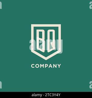 BQ initial logo monogram shield geometric shape design vector graphic Stock Vector