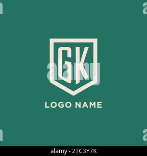 GK initial logo monogram shield geometric shape design vector graphic Stock Vector