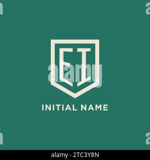 EI monogram logo initial with shield guard shape design ideas Stock ...