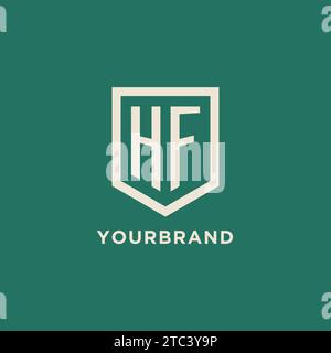 HF initial logo monogram shield geometric shape design vector graphic Stock Vector