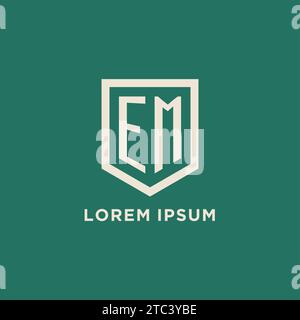 EM initial logo monogram shield geometric shape design vector graphic Stock Vector