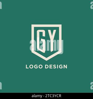 GY initial logo monogram shield geometric shape design vector graphic Stock Vector