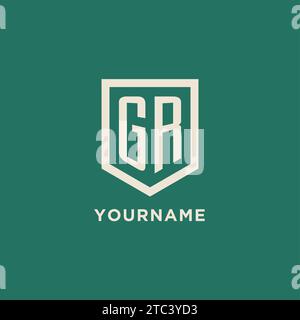 GR initial logo monogram shield geometric shape design vector graphic Stock Vector