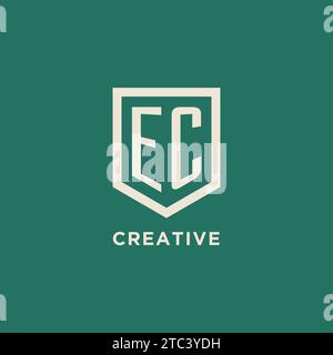 EC initial logo monogram shield geometric shape design vector graphic Stock Vector