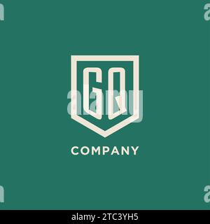 GQ initial logo monogram shield geometric shape design vector graphic Stock Vector