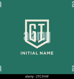 GI initial logo monogram shield geometric shape design vector graphic Stock Vector