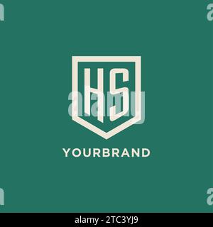 HS initial logo monogram shield geometric shape design vector graphic Stock Vector