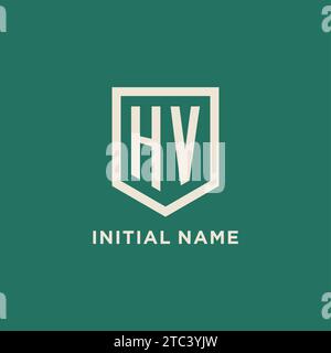 HV initial logo monogram shield geometric shape design vector graphic Stock Vector