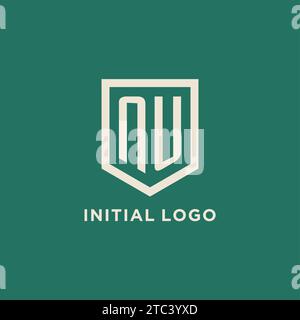 NU initial logo monogram shield geometric shape design vector graphic Stock Vector