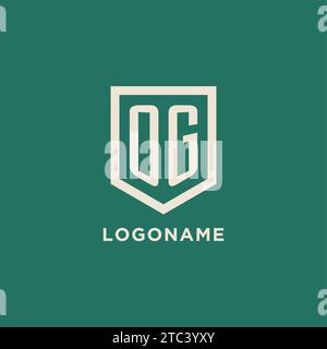 OG initial logo monogram shield geometric shape design vector graphic Stock Vector