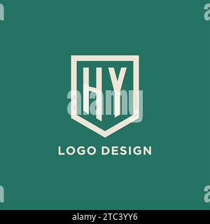 HY initial logo monogram shield geometric shape design vector graphic Stock Vector