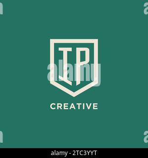 IP initial logo monogram shield geometric shape design vector graphic Stock Vector