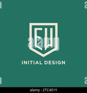 EW initial logo monogram shield geometric shape design vector graphic Stock Vector