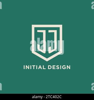 JJ initial logo monogram shield geometric shape design vector graphic Stock Vector