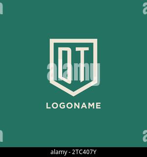 DT initial logo monogram shield geometric shape design vector graphic Stock Vector