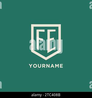 FE initial logo monogram shield geometric shape design vector graphic Stock Vector
