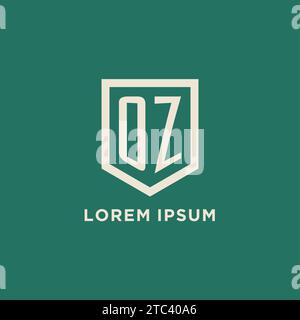 OZ initial logo monogram shield geometric shape design vector graphic Stock Vector
