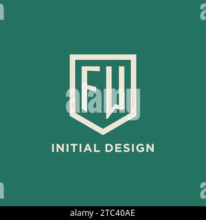 FW initial logo monogram shield geometric shape design vector graphic Stock Vector
