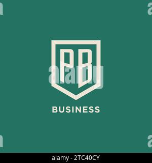 PB initial logo monogram shield geometric shape design vector graphic Stock Vector