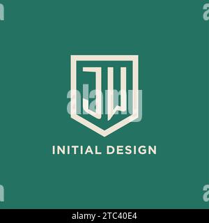 JW initial logo monogram shield geometric shape design vector graphic Stock Vector