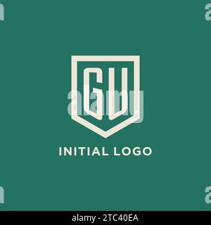 GU initial logo monogram shield geometric shape design vector graphic Stock Vector