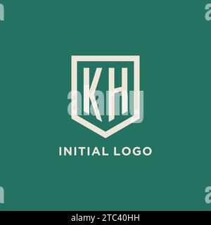 KH initial logo monogram shield geometric shape design vector graphic Stock Vector