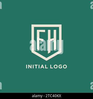 FH initial logo monogram shield geometric shape design vector graphic Stock Vector