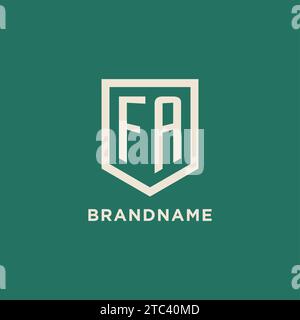 FA initial logo monogram shield geometric shape design vector graphic Stock Vector