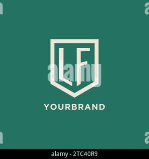 LF initial logo monogram shield geometric shape design vector graphic Stock Vector