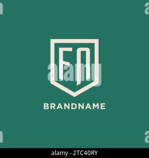 FN initial logo monogram shield geometric shape design vector graphic Stock Vector