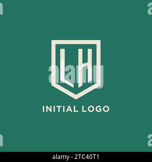 LH initial logo monogram shield geometric shape design vector graphic Stock Vector
