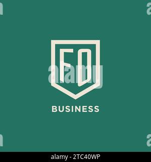 FO initial logo monogram shield geometric shape design vector graphic Stock Vector