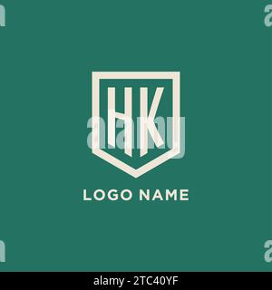 HK initial logo monogram shield geometric shape design vector graphic Stock Vector