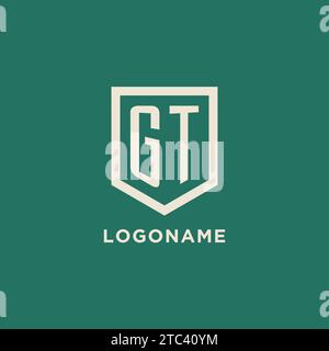 GT initial logo monogram shield geometric shape design vector graphic Stock Vector