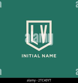 LV initial logo monogram shield geometric shape design vector graphic Stock Vector
