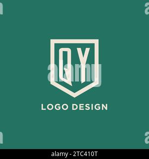 QY initial logo monogram shield geometric shape design vector graphic Stock Vector