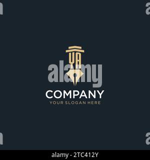 YA monogram initial logo with fountain pen and pillar style design ideas Stock Vector