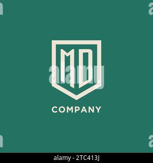 MD initial logo monogram shield geometric shape design vector graphic Stock Vector