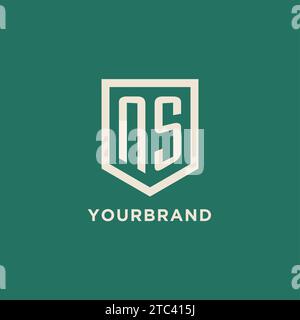 NS initial logo monogram shield geometric shape design vector graphic Stock Vector