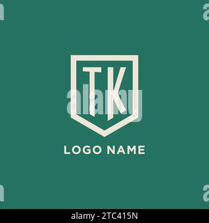 TK initial logo monogram shield geometric shape design vector graphic Stock Vector