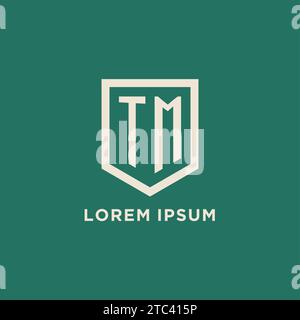 TM initial logo monogram shield geometric shape design vector graphic Stock Vector