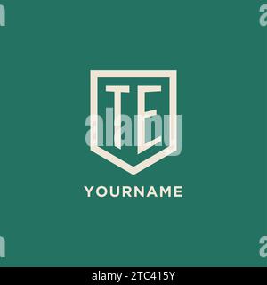 TE initial logo monogram shield geometric shape design vector graphic Stock Vector