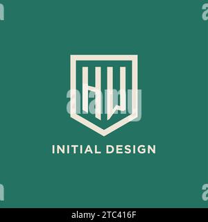 HW initial logo monogram shield geometric shape design vector graphic Stock Vector
